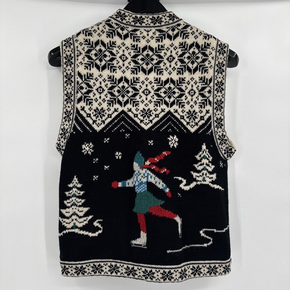 Nordic Style Kate Covington Vest 100% Worsted Wool S/M ?? Reversible  Skater VTG